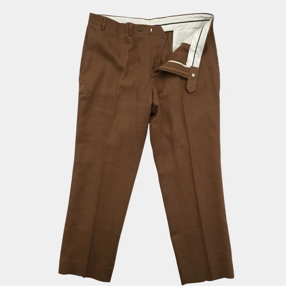 Paul Fredrick Mens 100% Linen Flat Front Dress Pants Size 40 Business Casual